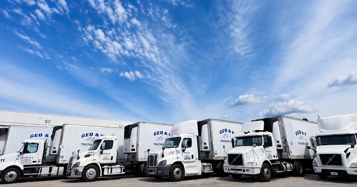 Semi-trucks moving on a multi-lane highway